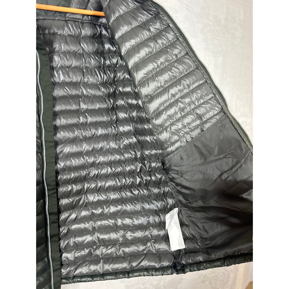 Abercrombie Fitch Jacket XL Full Zip Army Green Down Filled Quilted Hood Puffer - Picture 10 of 16